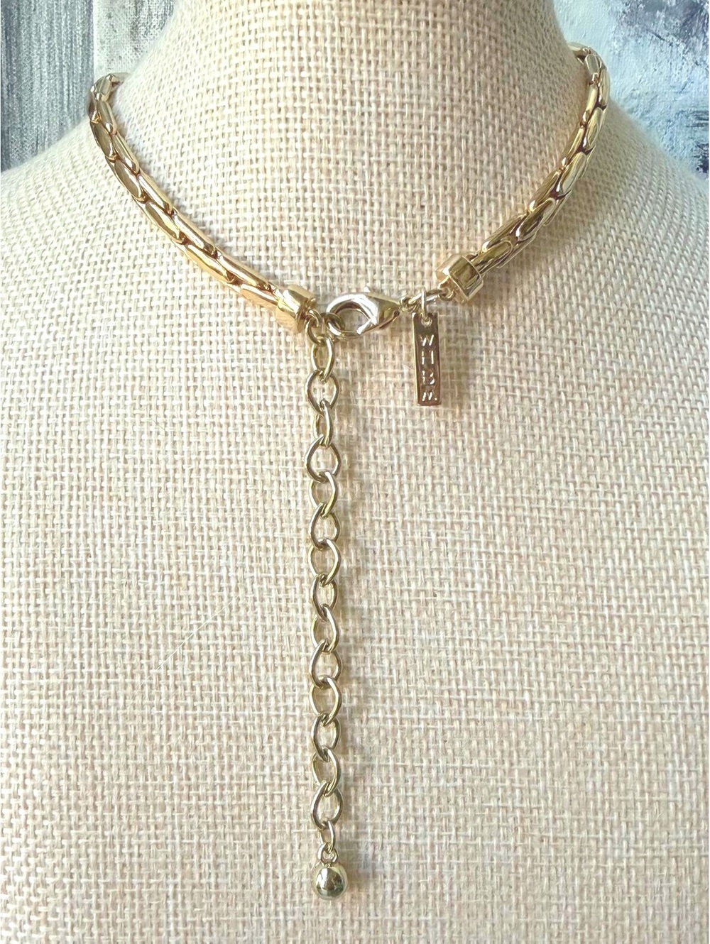 WHBM Gold Tone Chain Tassel Lariat Collar Necklace 12" - Picture 4 of 6